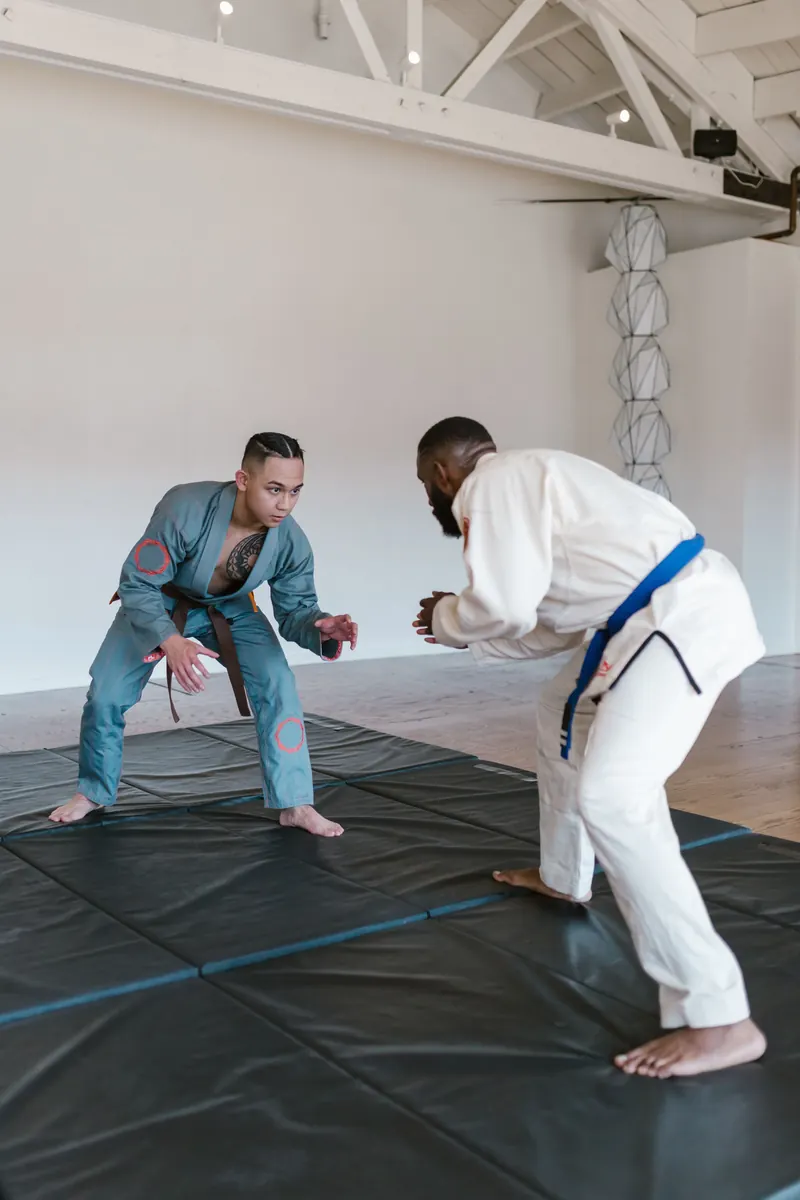 Två utövare i stående grappling